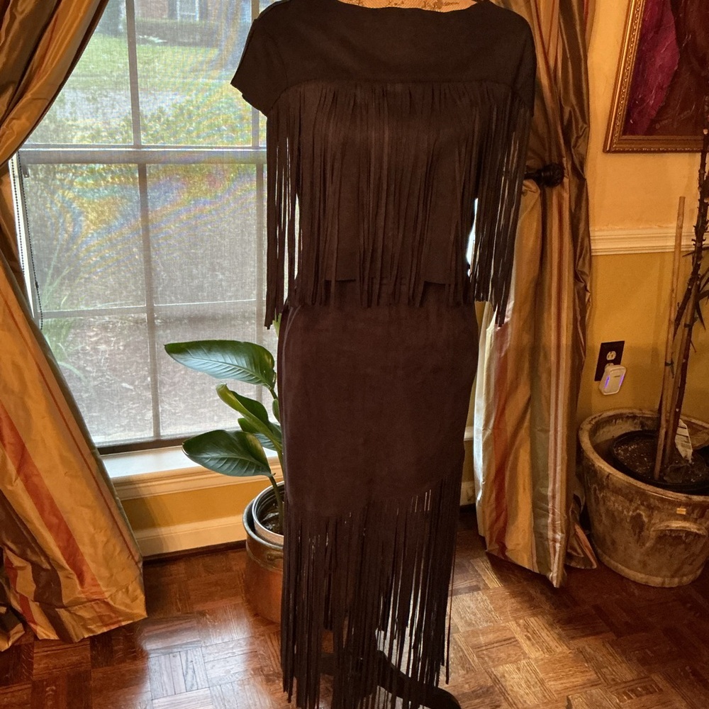 Ina Black Fringe Skirt Set